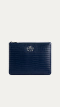 Navy Blue Crocodile Pc Pouch