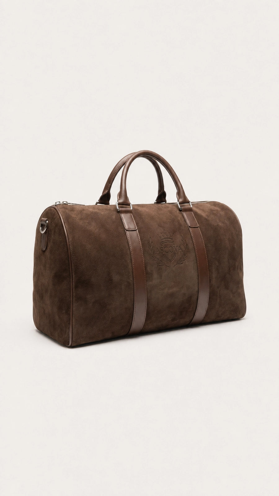 Suede Duffel sett fra siden, med den strukturerte sidefliken
